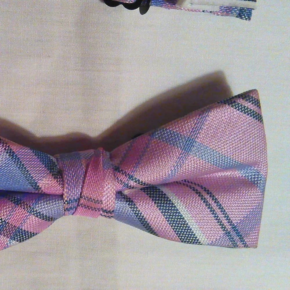 Izod Pink Purple Plaid Bow Tie